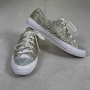 Custom Blinged Out Rhinestone Studded Converse Women's Size 6.5 Shoes *READ*